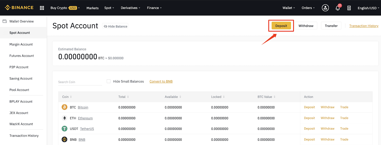 Descripción general de la billetera de criptomonedas de Binance Exchange